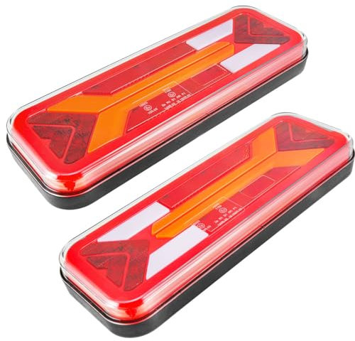 ETUKER LED Trailer Lights 2PCS 12/24V 6Functions Waterproof Reverse Universal Fog Rear Tail Lights for Van Caravan Tractor Approved E