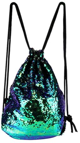 FERCAISH Borsa da palestra con paillette, con brillantini, regolabile, per lo shopping, il tempo libero, lo yoga, le escursioni e l'alpinismo (verde), verde, 45*35cm