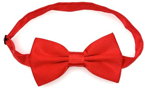 JZK Papillon rosso brillante pre-annodato per uomo, donna e cane di grossa taglia, papillon classico doppio strato regolabile in tinta unita per smoking formale per matrimonio, festa, travestimento, c