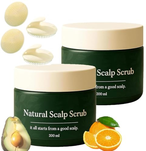 Lissima Scrub natural del cuero cabelludo, limpieza profunda y nutritiva exfoliante, alivia la picazón en el cuero cabelludo y la caspa, alivia la sequedad, la fórmula botánica suave (2pcs)
