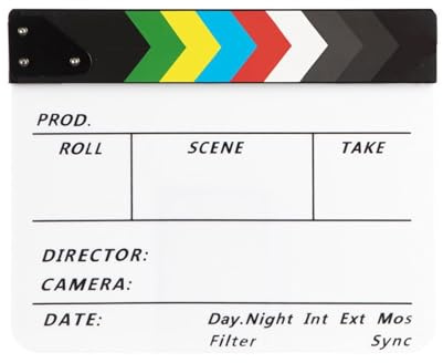 Eacam Claqueta Tablero de Color de Pizarra Película Acrílica Tablero Marcado Color Calibración Pizarra Película Magnética 30x24 Cm Lado Bla (Blanca)