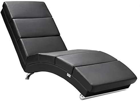Casaria® Relaxliege XXL London 186x89x55cm Ergonomisch Kunstleder Gepolstert 180kg Belastbarkeit Wohnzimmer Büro Innen Chaiselongue Relaxsessel Schwarz