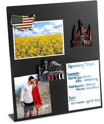 Juvale Magnet Board - Black, 12.6 x 11 x 2.6 in - Standing Magnetic Board for Desk & Wall - Magnetic Display for Memos, Photos & Documents
