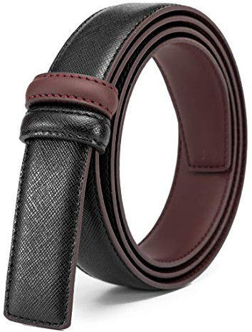 Vatee's Wendegürtel aus echtem Leder ohne Schnalle für Männer/Frauen Ersatzgurtriemen 29mm breit 120cm lang Schwarz & Rot