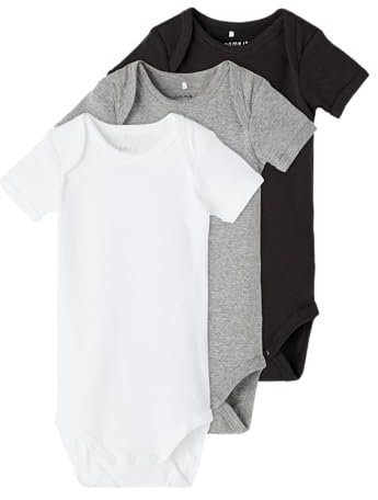 NAME IT Unisex Baby Nbnbody 3p Black 2 Noos Strampler, Mehrfarbig (Schwarz Black), 50 EU