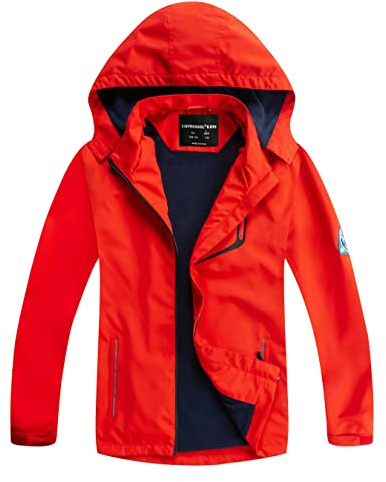 YoungSoul Manteaux Imperméables Garçon - Coupe Vent Doublé Polaire Fille - Veste de Pluie avec Capuche Amovible