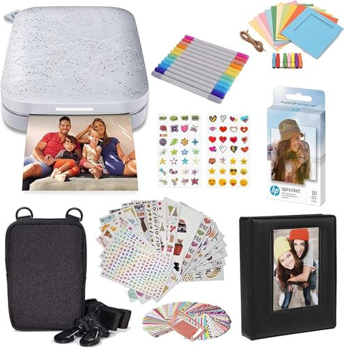 HP Sprocket Impresora fotográfica instantánea portátil de 2x3 Pulgadas (Blanco) Paquete de Inicio