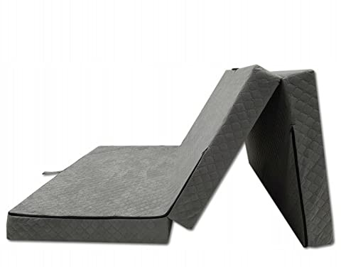 Odolplusz Premium hopfällbar madrass, vikbar gästmadrass – tillverkad i EU – 200 x 120 x 10 cm – kan användas som madrass, gästsäng (grå)