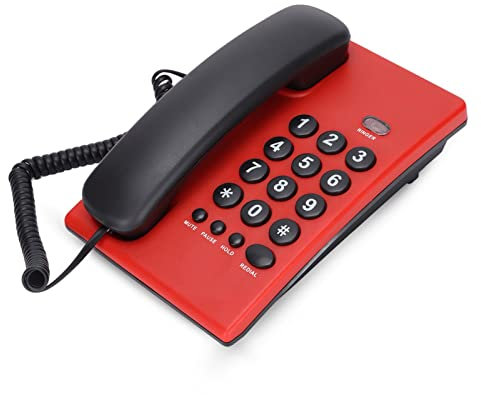 Yunseity Telefono con Filo, Telefono Fisso da Tavolo, Senza Batteria, Colore Unico, Telefoni Fissi per Casa D'ufficio per la Casa(Rosso)