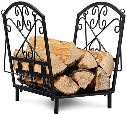 GOPLUS Range Bûches Cheminée Porte Bûches avec Poignées Charge de 50 kg, Intérieur Extérieur 36 x 32 cx 35 cm