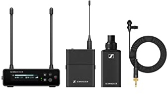 Sennheiser EW-DP Eng Set (U1/5) Sistema de micrófono inalámbrico UHF Digital portátil con Receptor EK, transmisor SK Bodypack y micrófono Lav omnidireccional ME2, Negro (700046)
