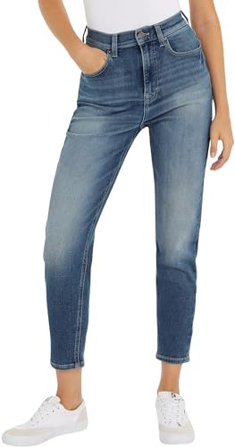 Tommy Jeans Mom Slim UH BH1264 DW0DW17628 Pantaloni di Jeans, Denim (Denim Black), 25W / 34L Donna