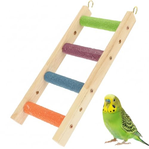 DOITOOL Parrot Ladder Wooden Bird Climbing Toy for Small Parakeets Hamsters and Small Birds Training Ladder 9.02X3.98X0.83 Inch Easy to Install Bird Cage Accessory