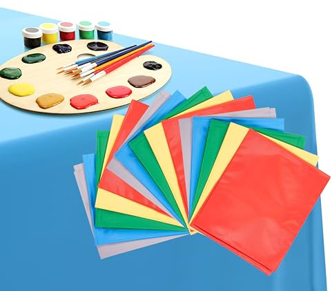 Bramble - 15 Plastic Paint Splash Mats for Table & Floor, 150x150cm Messy Play Mat Cloth for Arts & Crafts and Painting, Wipe Down Protectors