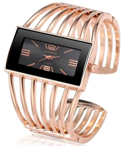 Spangenuhr Damen – Stilvolle Damenuhr Rosegold | Uhr Damen | Damen Uhr | Uhren Damen | Damenuhr Rosegold | Frauen Uhren | Damen Armbanduhr | Uhr Rosegold Damen | Damen Uhren (Roségold-Schwarz)