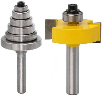 2pcs 8mm Shank 1/2H Tenon Cutter Woodwork Milling Cutters 6 Bearings Rabbet Router Bit Set