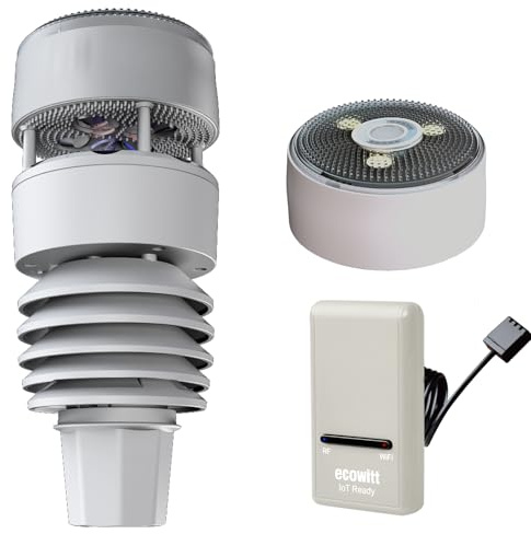 ECOWITT Weather Station with Outdoor Sensor GW1210, 3 in 1 Indoor Gateway GW1200 + 7 in 1 Outdoor Weather Array WS90 for Home Garden Farm, Ecosystem IOT Weather Monitoring Assistant, Solar Supply