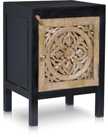 Marrakech Moroccan Bedside Table Small Chest of Drawers with Wooden Door, 54 cm High, Side Table for Bedroom or Children's Room as Oriental Furniture, Vintage Bedside Tables Small Aguerd