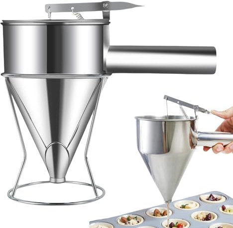 Pancake Dough Dispenser for Griddle, Piston Funnel Pancake Dough Dispenser with Stand - Funnel Dispenser with Stand Pancakes Syrup Dispenser, Kitchen Tools for Pancake Syrup, Cakes
