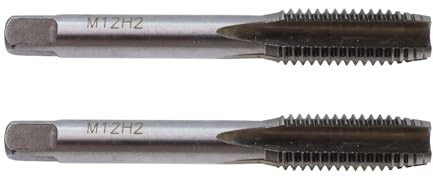 Rannb Metric Machine Tap M12 x 1.75mm Straight Fluted Tap Machine Screw Coarse Thread Metric Taps Repair DIY Tool -2pcs