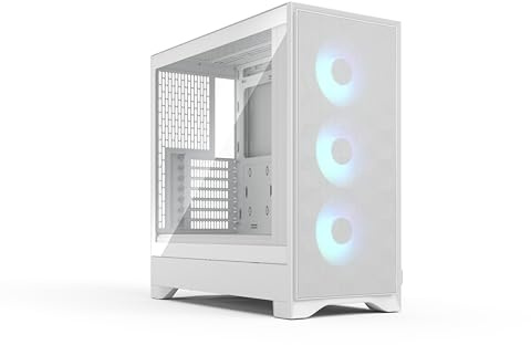 Fractal Design Pop 2 Air White RGB – härdat glas – PC-gamingchassi med prestandaluftflöde – meshfrontpanel – tre 120 mm RGB-fläktar ingår – rymlig insida – stöd för ATX/mATX/ITX-moderkort