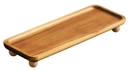 MHADBKH Bandeja de madera para entradas, bandeja de servir para encimeras de baño, cocina, decoración de isla de cocina, bandeja de madera con patas altas