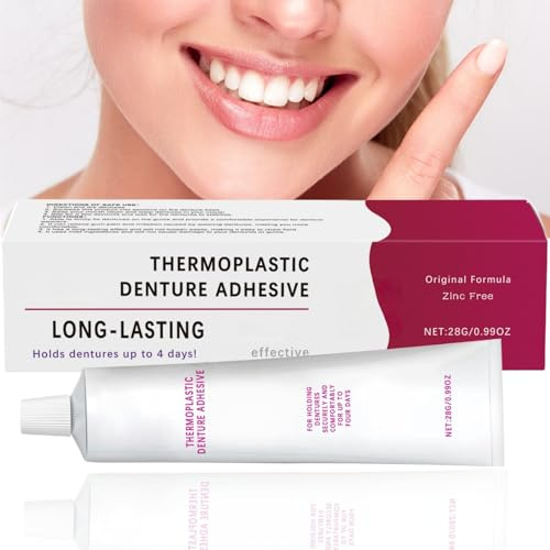 Thermoplastic Denture Adhesive Cream,Comfortable Non-Glue Denture Adhesive,Long-Lasting Fixative Cream,Crown Glue for Teeth,Comfort Stability False Teeth Adhesive,for Enhanced Comfort and Stability