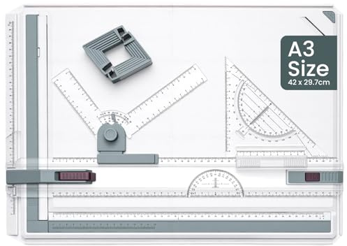 Youyijia A3 Drawing Board 51X37cm Adjustable Angle System Drawing Board Art Craft Table with Parallel Motion Accessories for Students Engineers Artists and Architects