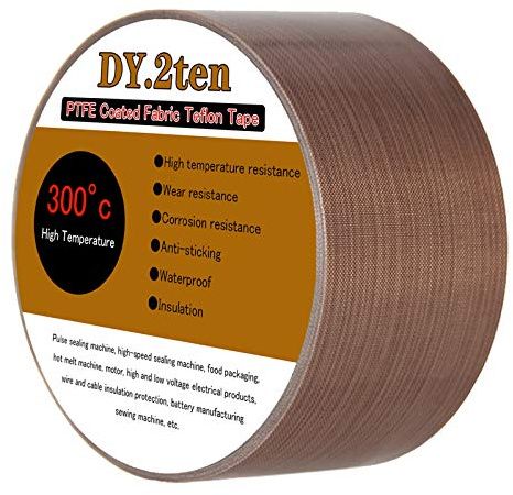 DY.2ten PTFE Coated Fiberglass Telfon Tape, 2 x 33 feet, high Temperature Tape,Welding Sealing Tape,Drying Mechanical Conveyor Belt, Teflon Tape for Vacuum Sealer Machine