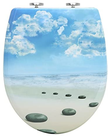 WOLTU Toilettendeckel mit Absenkautomatik Klodeckel WC Sitz Softclose antibakterielle Klobrille mit Quick Release Funktion Duroplast Oval einfache Montage Blauer Himmel