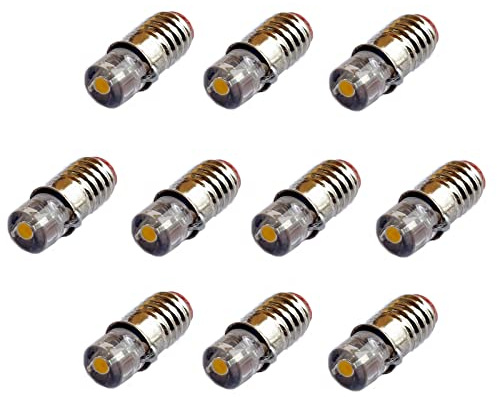 10 bombillas LED E5,5 de 5 V-8 V/9 V-19 V, aptas para Mini Adventstern TT H0, color blanco frío, blanco cálido (12 V, blanco frío)