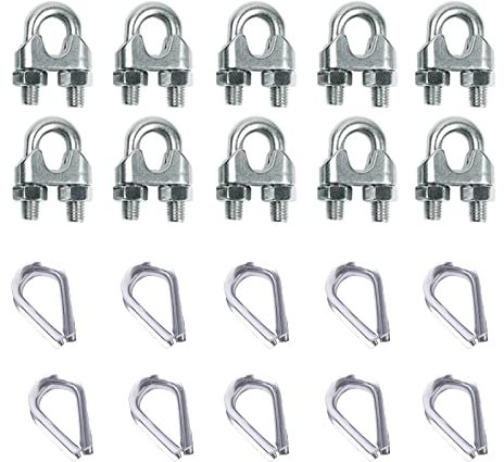 20 Pezzi M6 Fune Metallica Morsetto, Clip Cavo Acciaio Inossidabile, Ditale della Fune Metallica, per Funi Metalliche, Funi, Fili d'acciaio, Funi Metalliche, Cavi