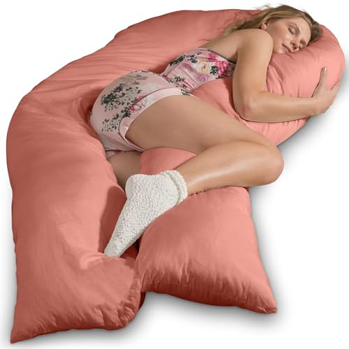 Traumreiter Seitenschläferkissen Jumbo XXL mit Bezug Baumwolle Rotholz I Extra hohes und langes orthopädisches Komfortkissen. Schwangerschaftskissen zum Schlafen Stillkissen Kissen. Body Pillow