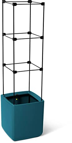Gardener's Supply Company Oasis Self Watering Tomato Planter & Trellis | 16 High Outdoor Planting Container with Built-in Water Reservoir and Weather-Proof Aluminum Supports - Blue