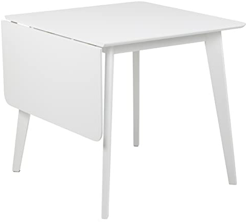 AC Design Furniture Roxanne Table à Manger pour 4 Personnes en Blanc, Table de Cuisine Extensible, Blanche, Style rétro Moderne, pour Salle à Manger, Table à Manger rectangulaire, l 80/120 x H 76 x P