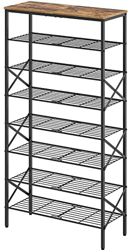 YATINEY 8 Tier Shoe Rack, Shoe Storage Organizer, Large Capacity Shoe Shelf Holds 32 Pairs of Shoes, Sturdy and Stable, for Entryway, Hallway, Closet, Dorm Room, Rustic Brown SS08BR