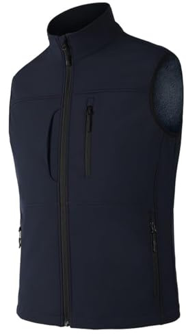 Zzkouine Uomo Tasche da Viaggio Gilet Sportivo Gilet da Pesca Gilet Multitasche Fotografia All'Aperto Gilet ad Asciugatura Rapida Gilet Senza Maniche Con Collo In Piedi-navy blue-L