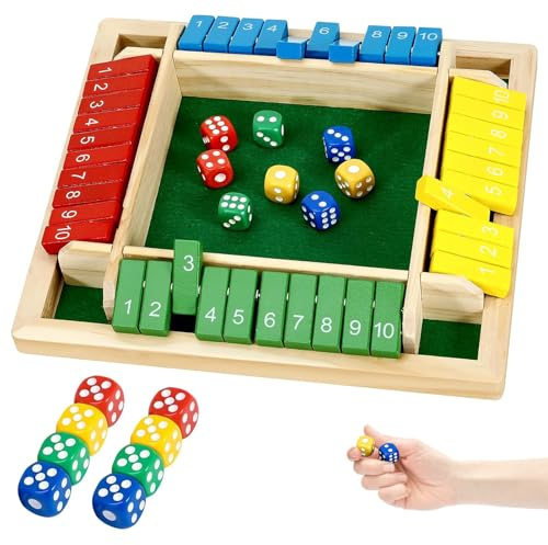 Juego De Dados De Shut The Box Juego De Mesa De Madera para 4 Jugadores Cierra La Caja Juego Juguetes De Matematicas Juegos De De Mesa De Madera Tablero Familiares Y Viaje para Adultos