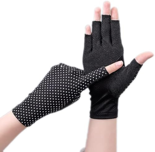 CaySep Guanti da donna senza dita antiscivolo per protezione solare - Guanti estivi da guida con protezione UV Guanti da ciclismo all'aperto