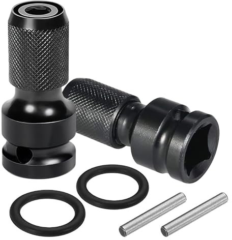 1/2 Square Drive to 1/4 Hex Shank Adapter, 2Pack Quick Release Chuck Converter, Fine Metal Hex Shank Adapter for Impact Ratchet Wrench Screwdriver Bit Holding Socket