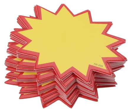QUARKZMAN Blanko-Verkaufsschilder mit Stern-Design, fluoreszierende Preisschilder in Sternform, 50 x 70 mm Farben für die Preisauszeichnung im Einzelhandel, 100 Stück