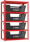 Himimi 5-stufiges Verstellbares Garagenregal, Schwerlast-Metallregale, Schraubenlose Montage, Regal für Garage, Schuppen, Werkstatt, Keller, Lager, Vorratsraum, 90 x 40 x 180 cm, Rot