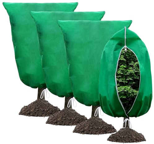 CZAYEFNH Cappuccio Protezione Piante, 4 Pezzi Telo per Piante Inverno Antigelo, 60 x 80cm Sacco Antigelo per Piante, Protezione Piante dal Freddo per Agrumi Limone in Vaso