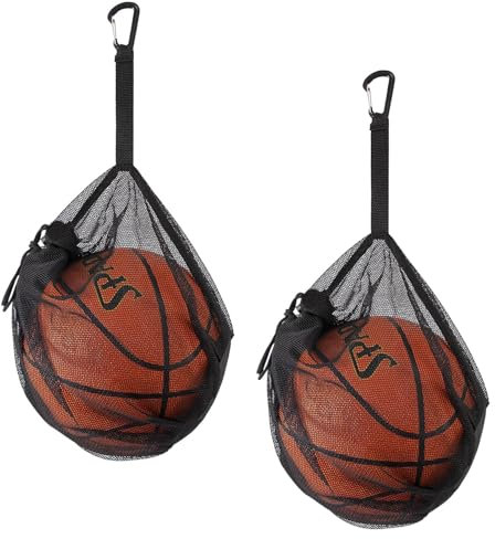 NUOOO Basketball Tasche Rucksack Tragbare Ballnetz mit Kordelzug Ballsack Basketball Netztasche Balltasche Zubehör Net Tasche für Fußball Tennis 2 Stück