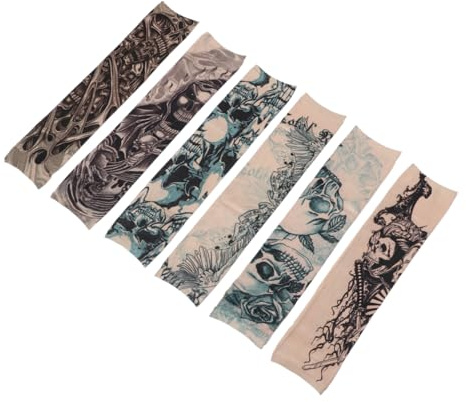 NIYANGLE 6Pezzi Maniche per Braccio con Temporanei Halloween Maniche Protettive Elastiche per attività Sportive Facili Indossare e Traspiranti per Cosplay