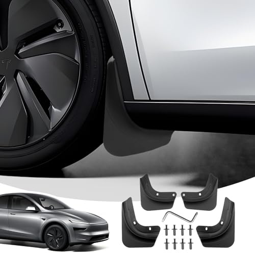 LANGBEAN (4 Delar) Stänkskydd för Tesla Model Y Juniper 2025 2026 2027 | Stänkskärmar Fram Och Bak, Med Monteringsskruvar, Ingen Borrning Behövs, ABS-Material, Ej Lämplig för Standard