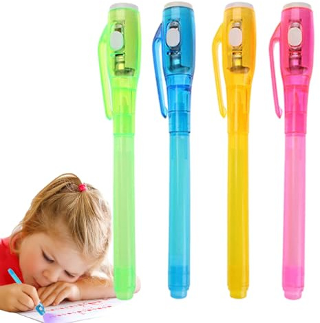 Stylo à encre invisible avec lumière UV – Marqueur d'écriture secrète | Stylo portable avec notes amusantes et dessins créatifs, sans danger pour les, les loisirs créatifs et les jeux 13,6 x
