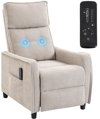 HOMCOM Poltrona Massaggiante Reclinabile Manuale 160° Crema