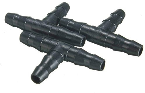 Mifengdaer 50 PCS Hydroponic Top Drip Plastic Tee Connectors - 0.16/0.27 (4/7mm) Hose and Micro Nozzle for Cooling, Watering, Irrigation System