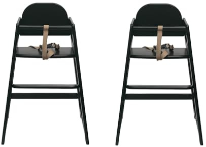 Safetots Two Pack of Simply Stackable Wooden High Chairs, Black, Highchairs for Baby and Toddler, Stylish and Practical, Baby Highchairs for Your Home or Space Saving High Chairs for Restaurant